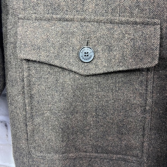 NWOT |•DOCKERS•| Brown Herringbone Military Style Wool Blend Winter Coat Size XL - Picture 4 of 16
